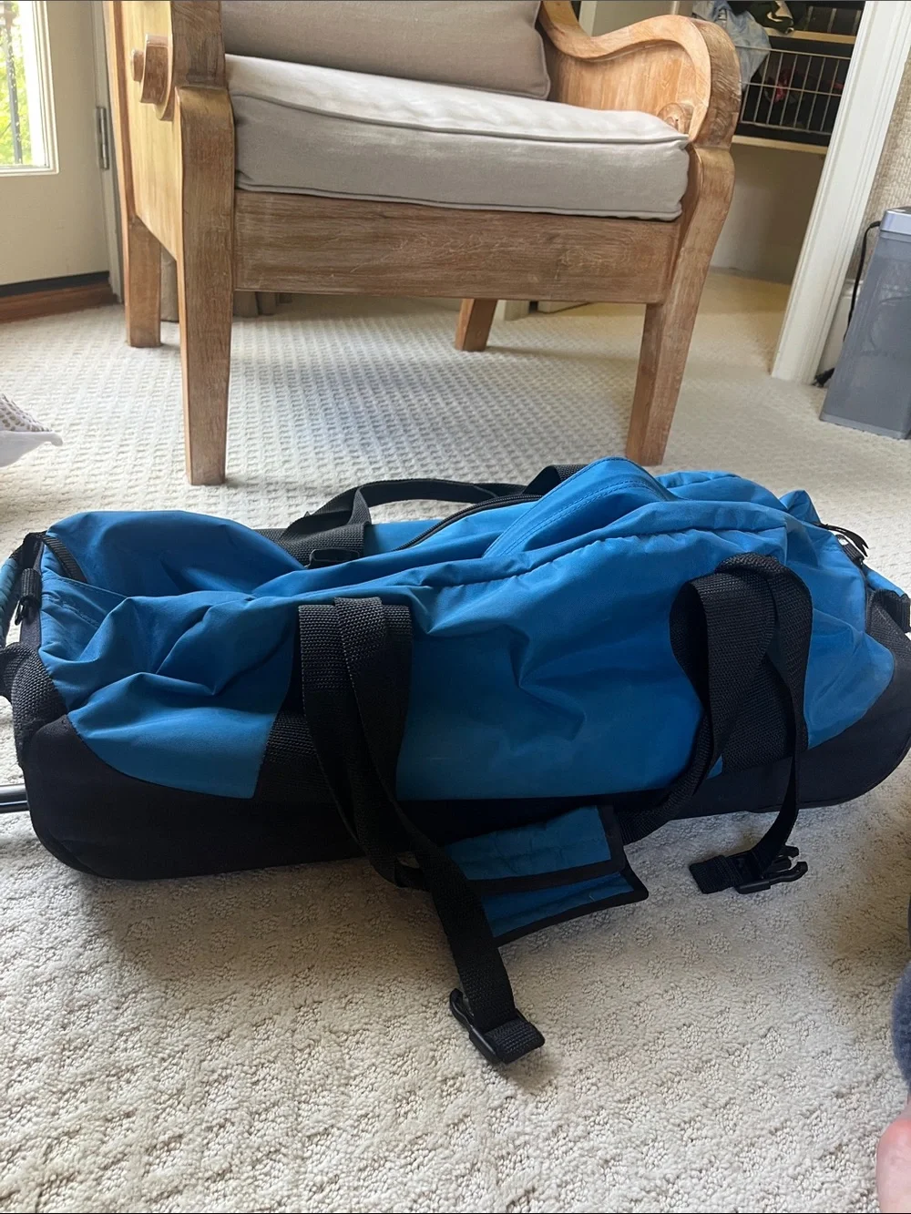 L.L. Bean Blue and Black Kids Duffel Bag